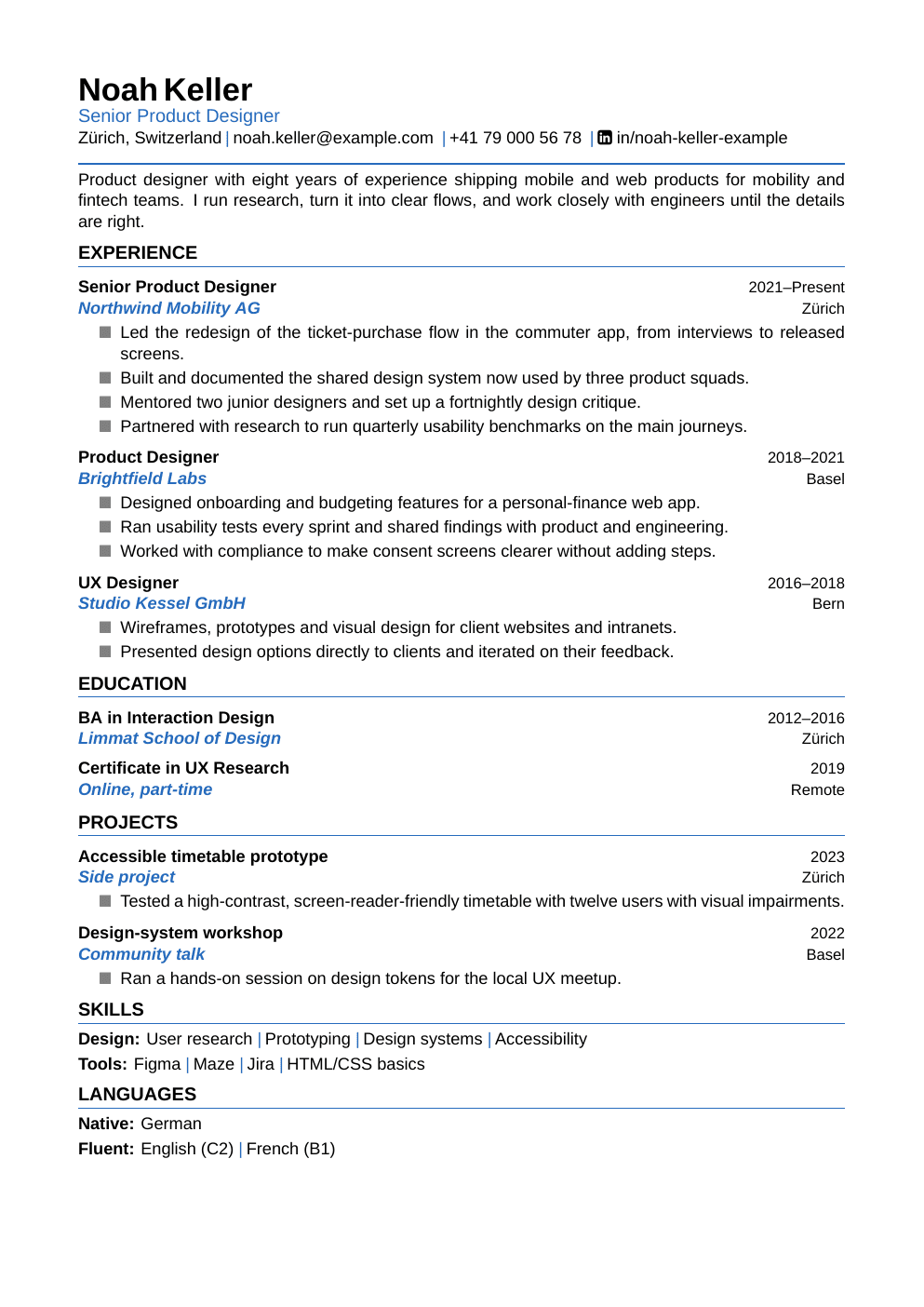 Example of a CV generated by DoxAI